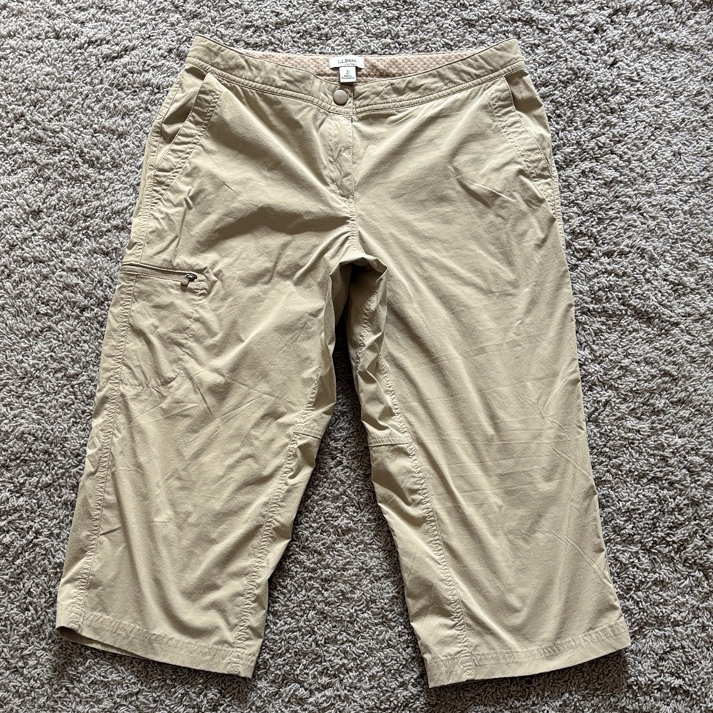 L.L. Bean Comfort Trail Khaki Zip Pocket Crop Pants - Picture 2 of 16